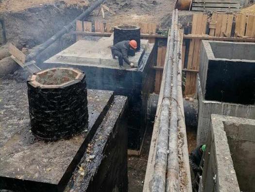 Строительство самотечного коллектора d 500-1000 мм от КНС-12 до ШС-9 коллектора 18 А.  Камеры гашения. (2020 г.)